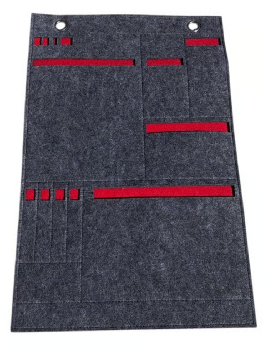 Felt Wall Organizer Hanging Storage Board with Pockets Gray & Red